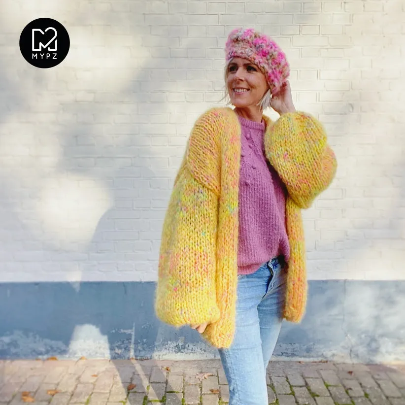 Knitting Kit - MYPZ Chunky Mohair Cardigan Yellow Pops No.15 (ENG-NL)