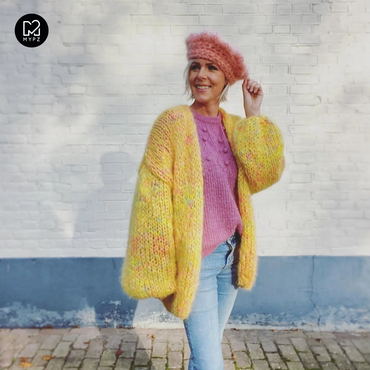 Knitting Kit - MYPZ Chunky Mohair Cardigan Yellow Pops No.15 (ENG-NL)