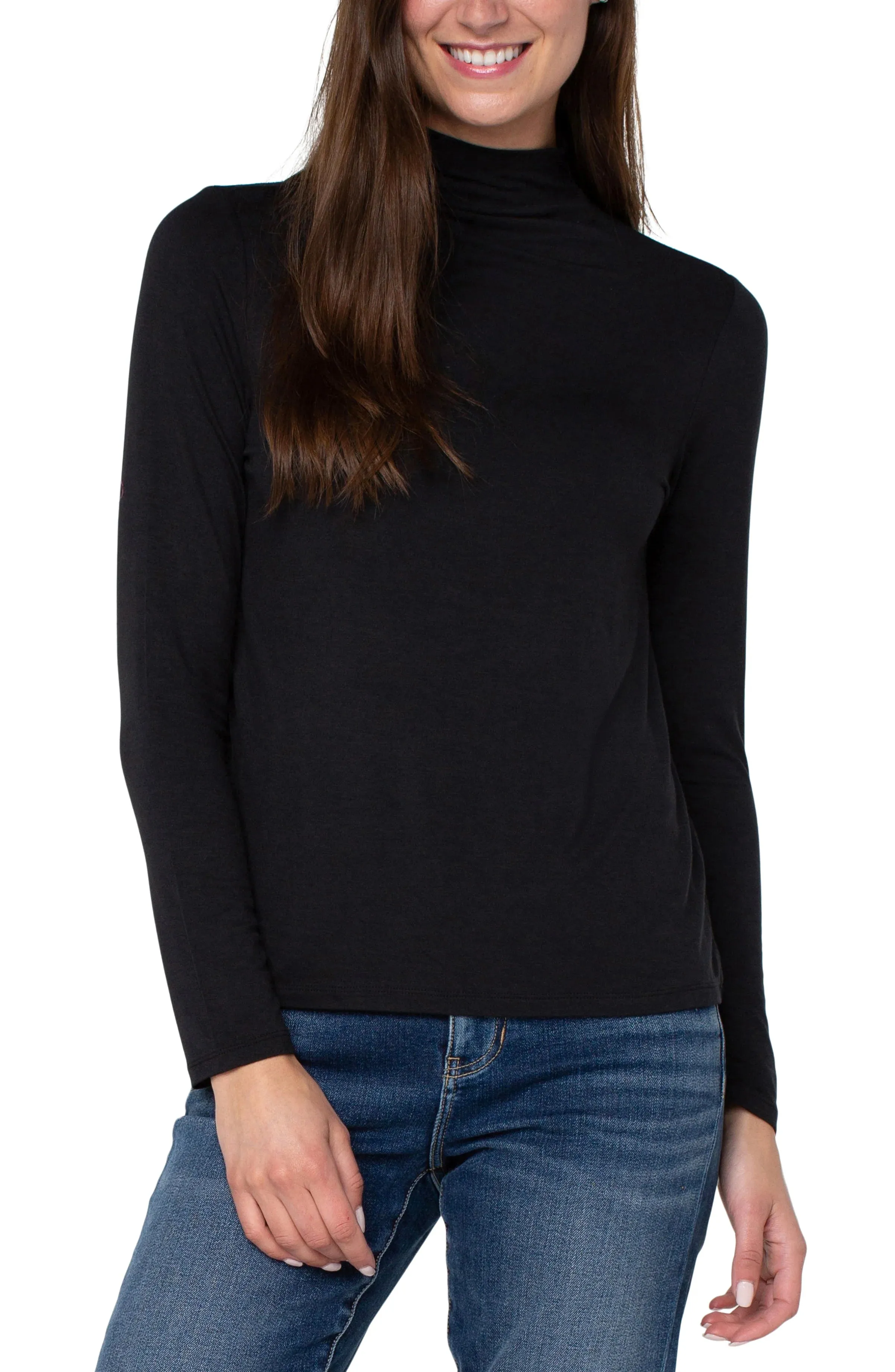 Long Sleeve Mock Neck Knit Top (Liverpool)