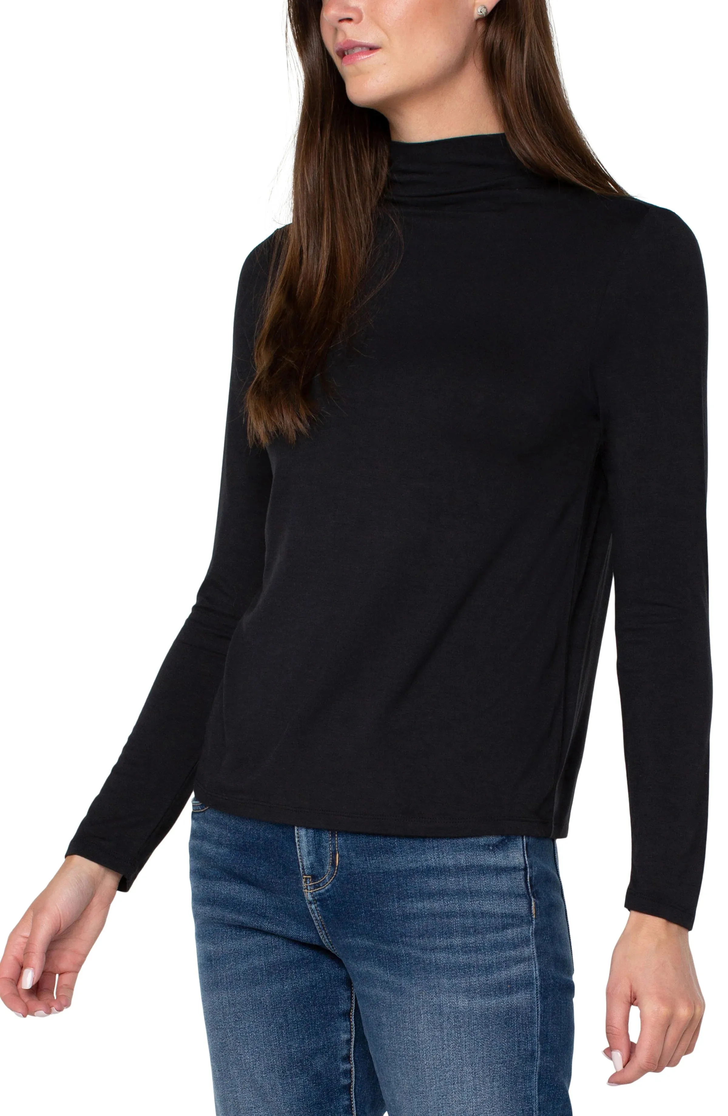 Long Sleeve Mock Neck Knit Top (Liverpool)