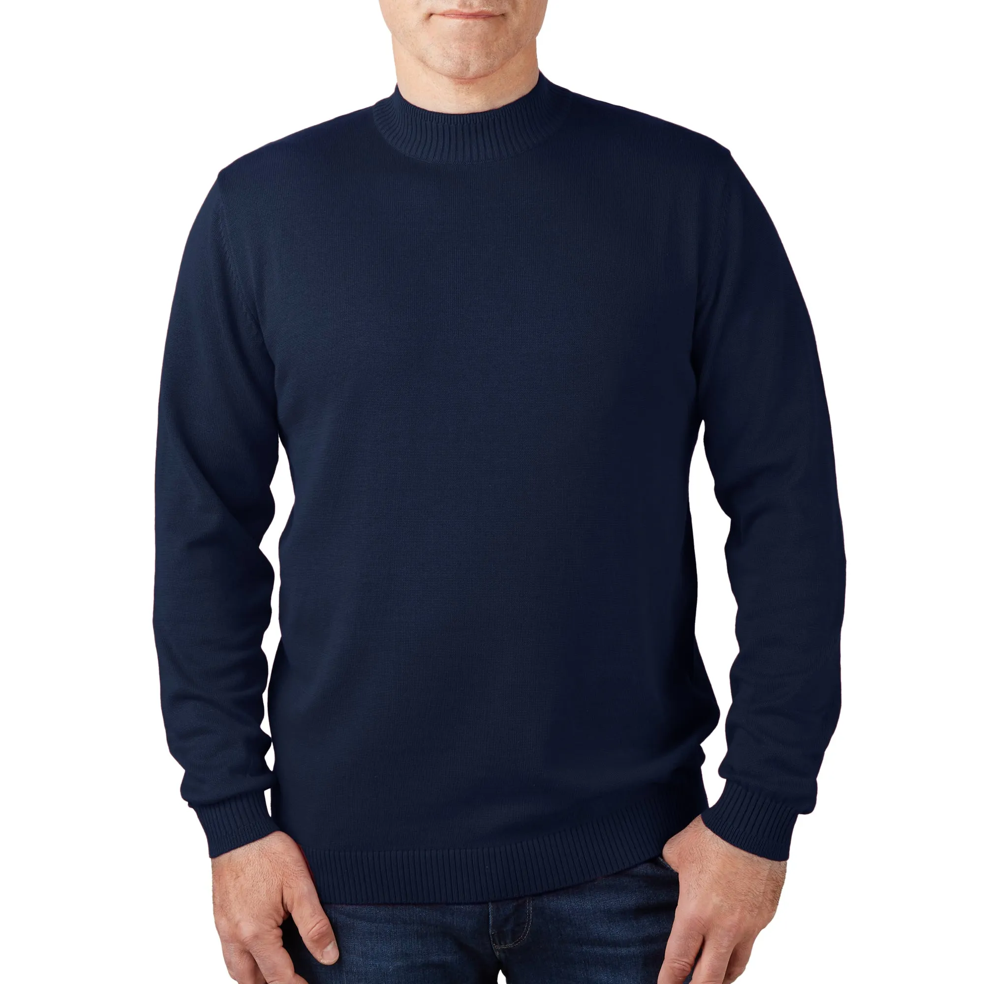 Long Sleeve Mock Neck Sweater by Lorenzo Franco - Cobalt