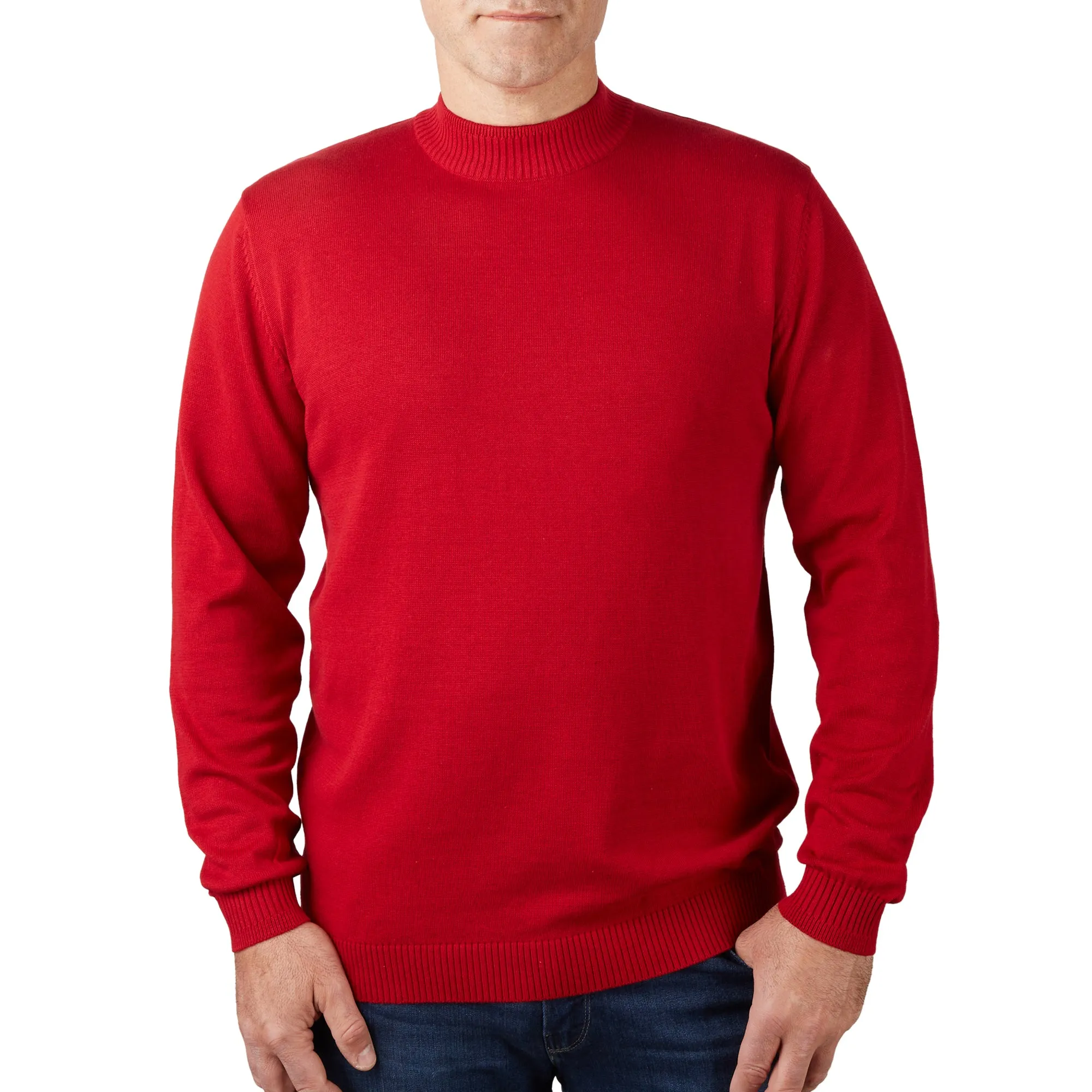 Long Sleeve Mock Neck Sweater by Lorenzo Franco - Red