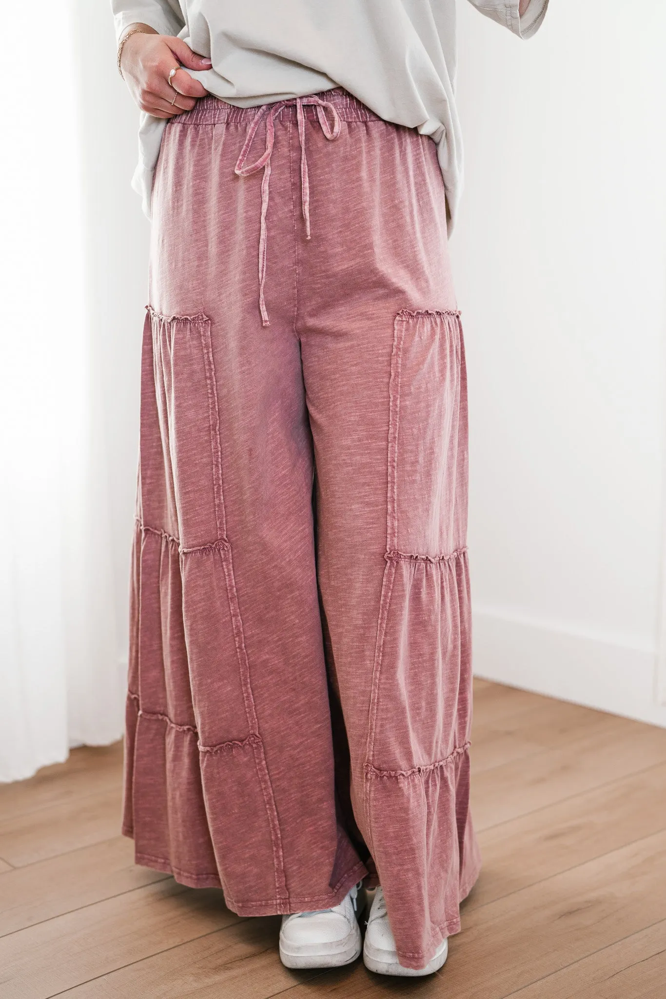 Mauve Magic Tiered Styled Wide-Leg Pant