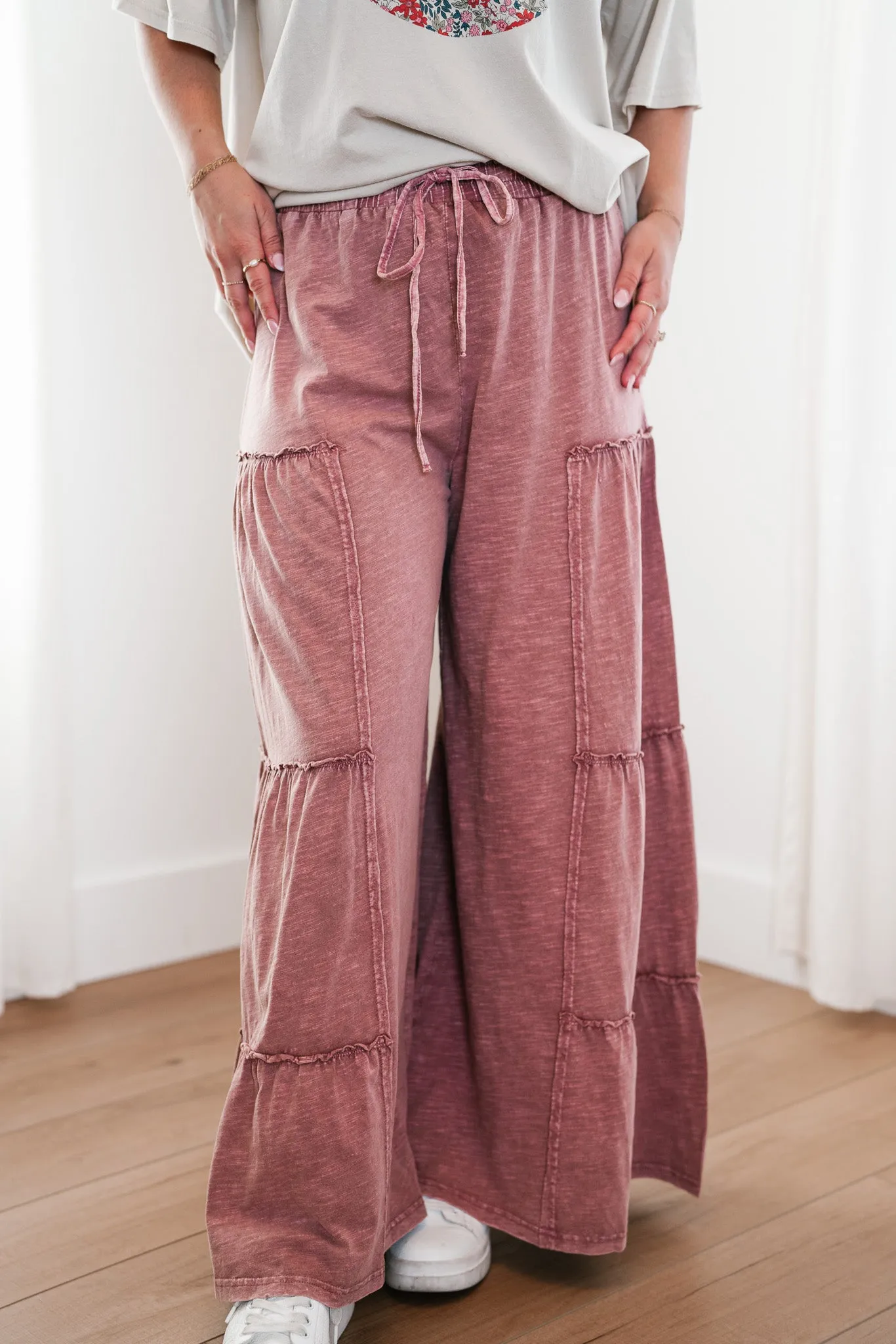 Mauve Magic Tiered Styled Wide-Leg Pant