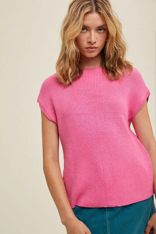 Mock Neck Sweater Top - Punch