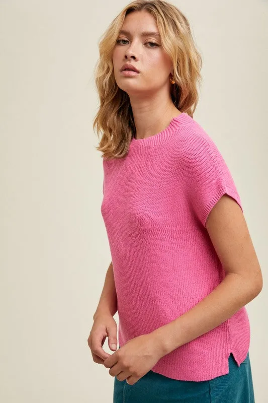 Mock Neck Sweater Top - Punch