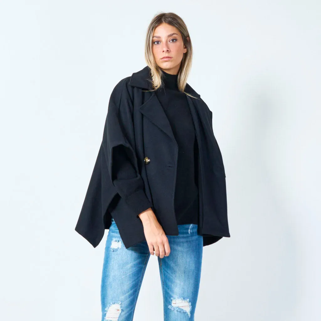 Modern cape-style wool jacket wholesale