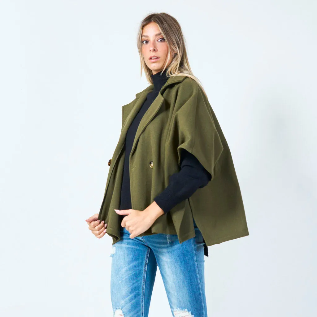 Modern cape-style wool jacket wholesale