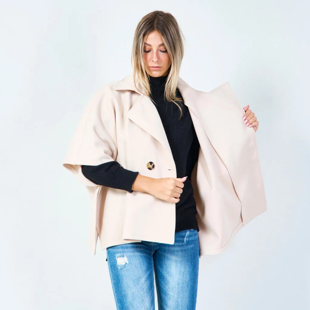 Modern cape-style wool jacket wholesale