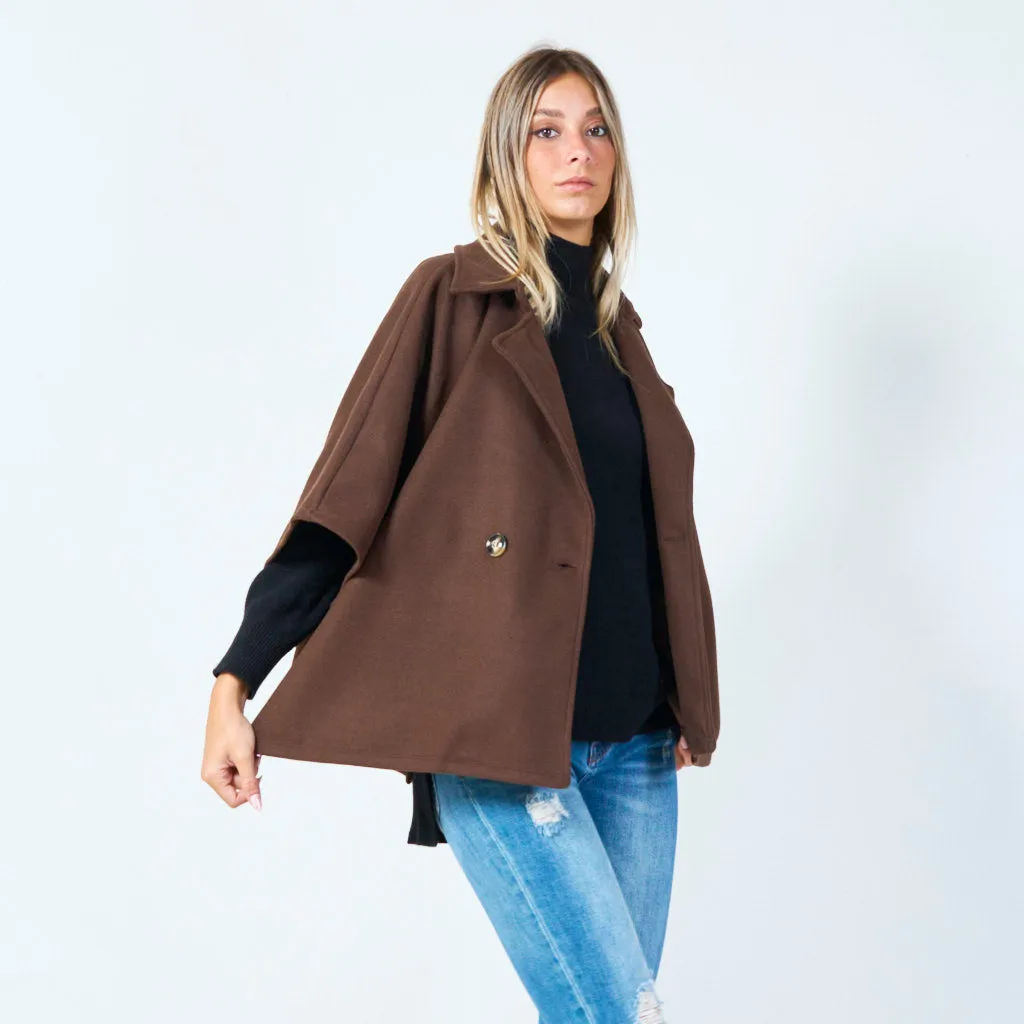 Modern cape-style wool jacket wholesale