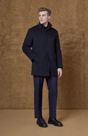 MONT-ROYAL BLACK WOOL & CASHMERE CAR COAT