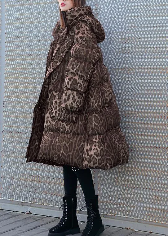 New Loose fitting snow jackets thick coats Leopard hooded Parkas