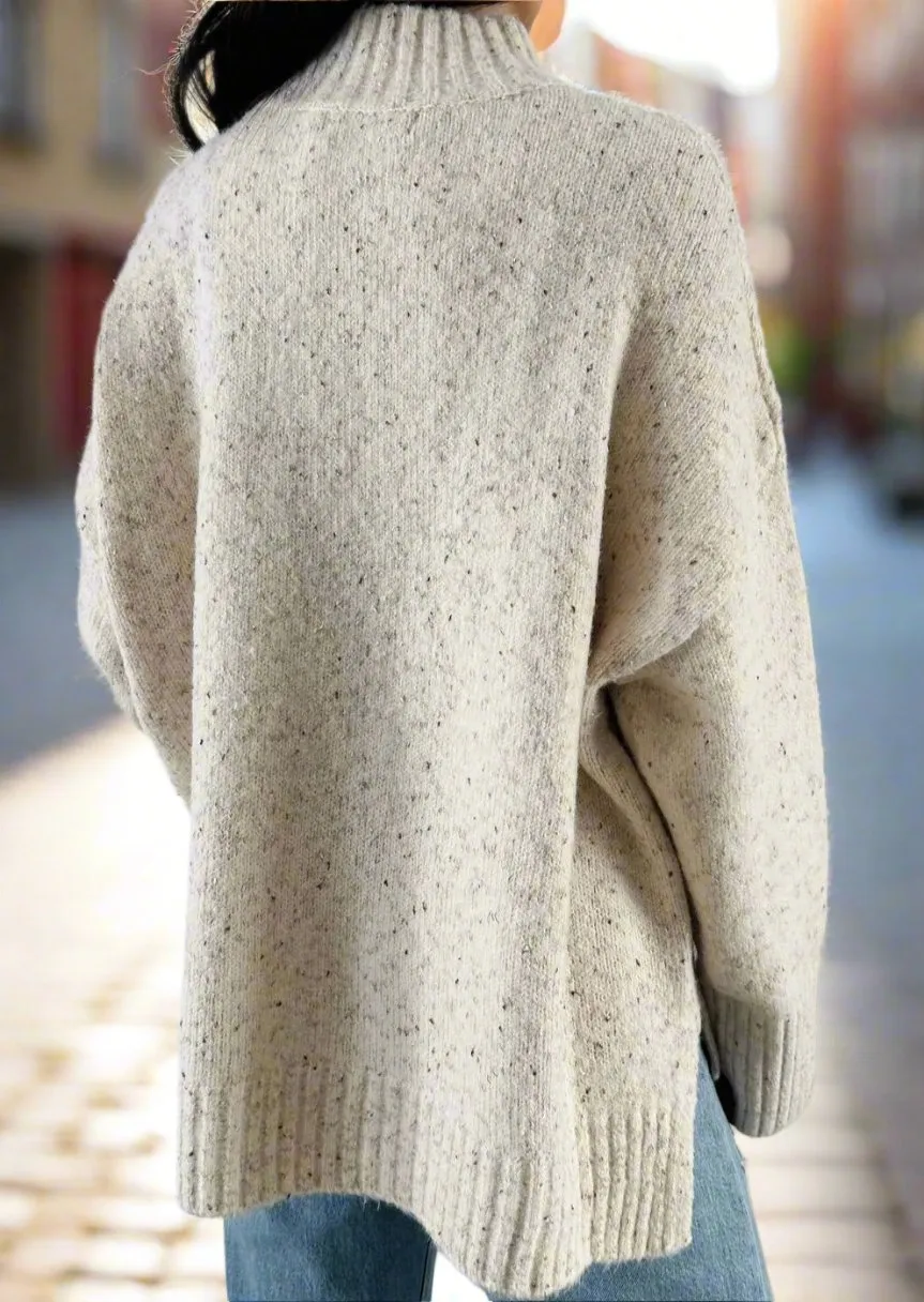 OATMEAL MOCK NECK SWEATER