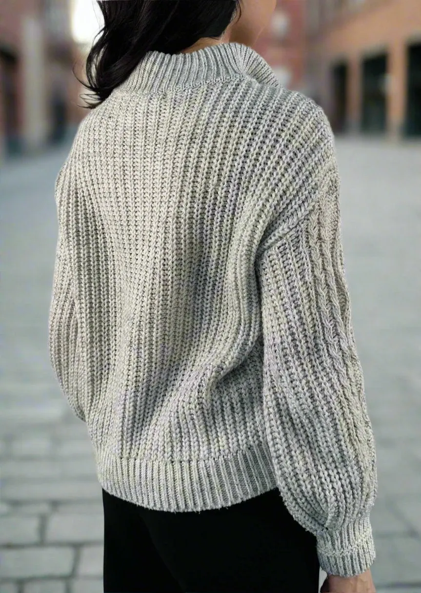 PAULINE CABLE KNIT ZIP SWEATER