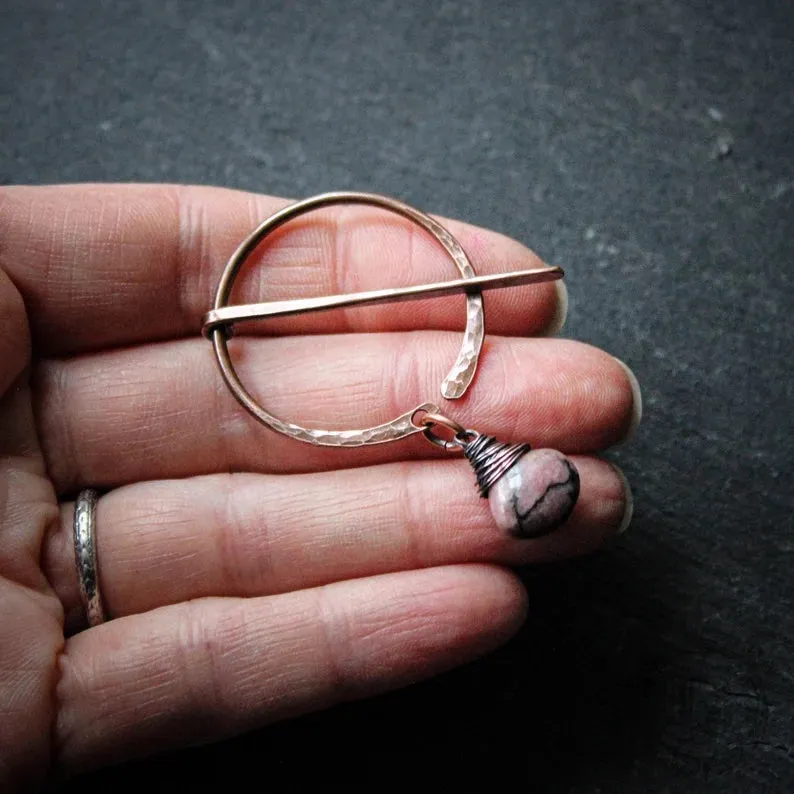 Pierced Pennanular Brooch with Unakite