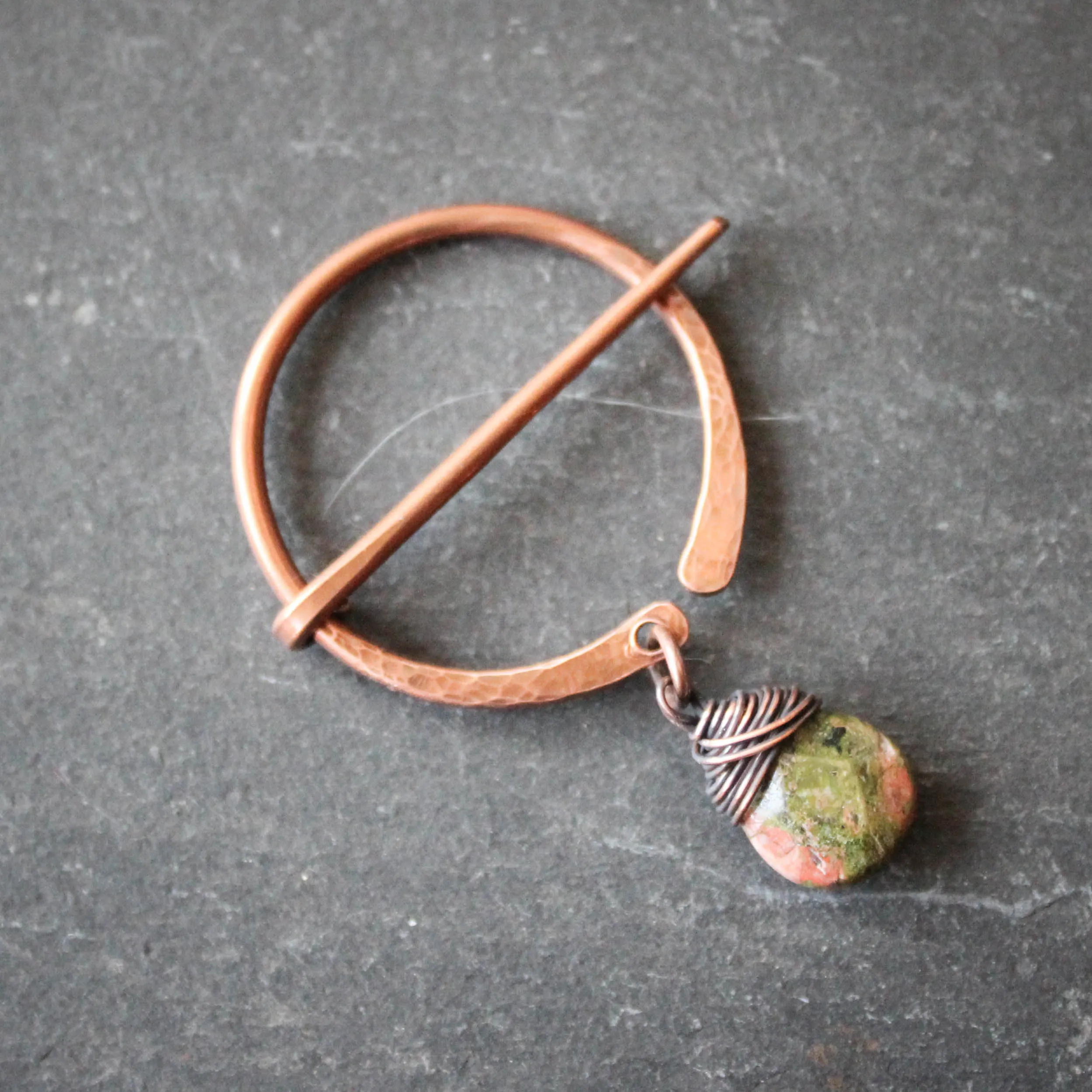 Pierced Pennanular Brooch with Unakite