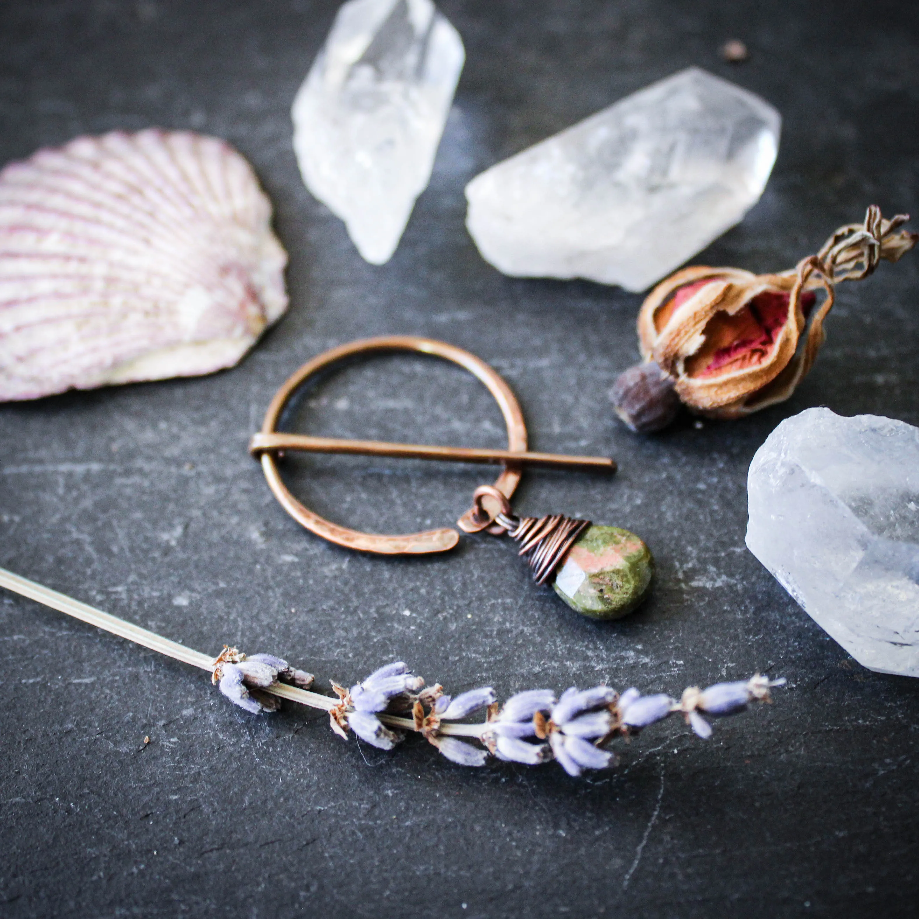 Pierced Pennanular Brooch with Unakite