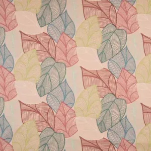 PINK PASTEL LEAVES ORGANIC FRENCH TERRY PER METRE SALE