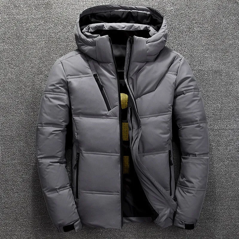 Plus Size 5XL White Duck Down Winter Jacket Men Thick Windbreaker Hooded Parka Men Multi-pockets Casual Outdoor Warm Down Jacket