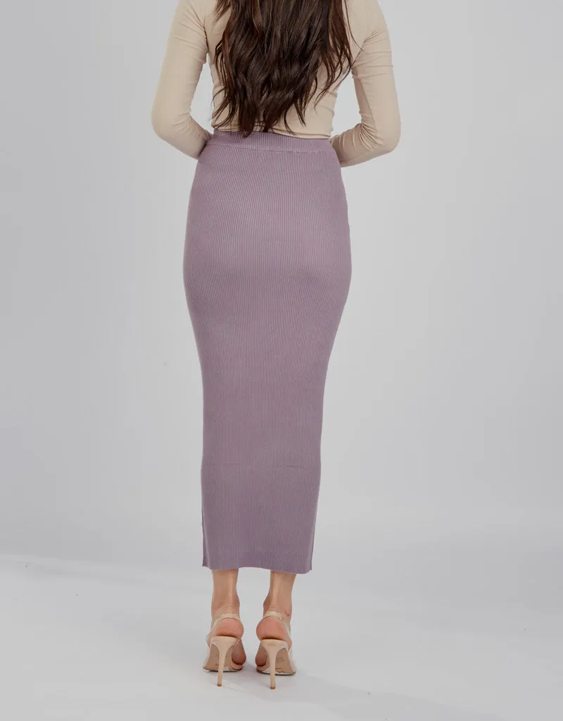 Ribbed Knit Skirt - Lilac