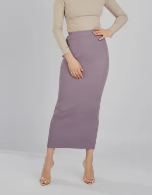 Ribbed Knit Skirt - Lilac