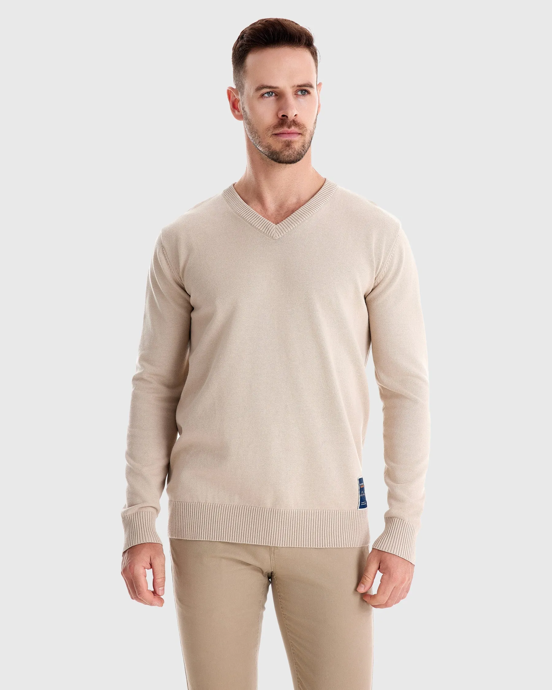 Ribbed V Neck Sweater