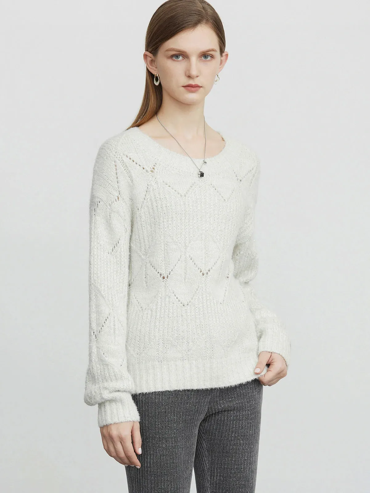 Round Neck Cutout Knit Sweater