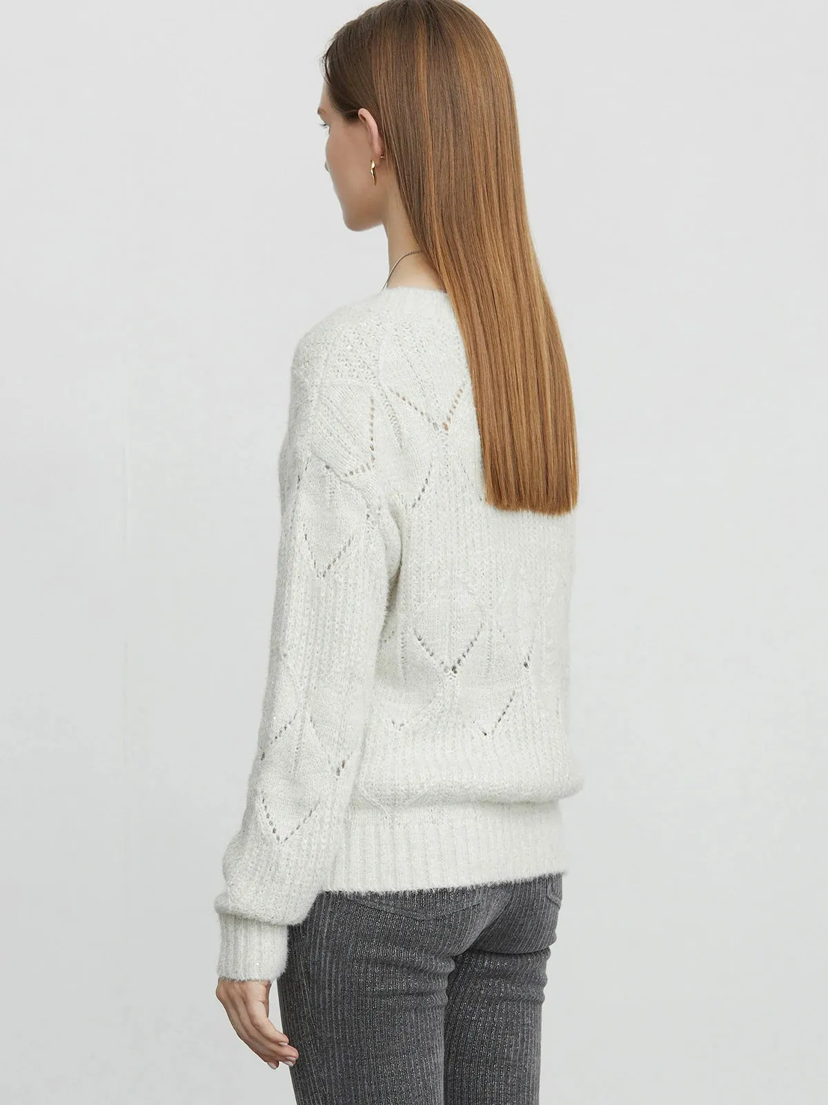 Round Neck Cutout Knit Sweater