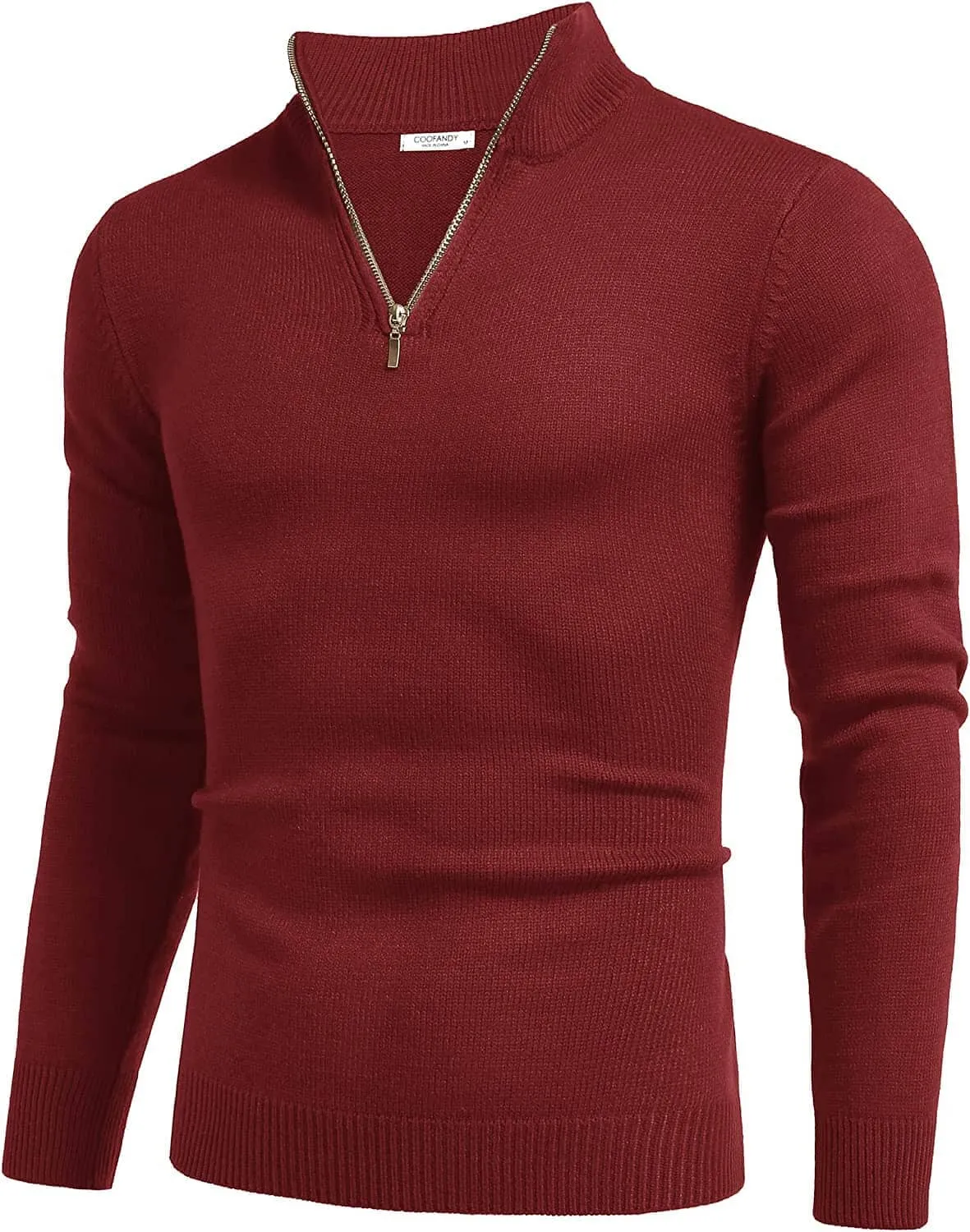 Striped Zip Up Mock Neck Pullover Sweaters (US Only)