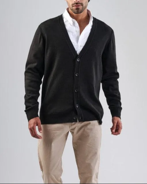 Textured Button-Up Cardigan    - BLACK