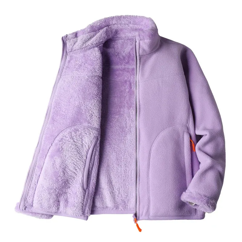 Trendy Dual-Sided Plush Fleece Zip-Up Jacket for Winter