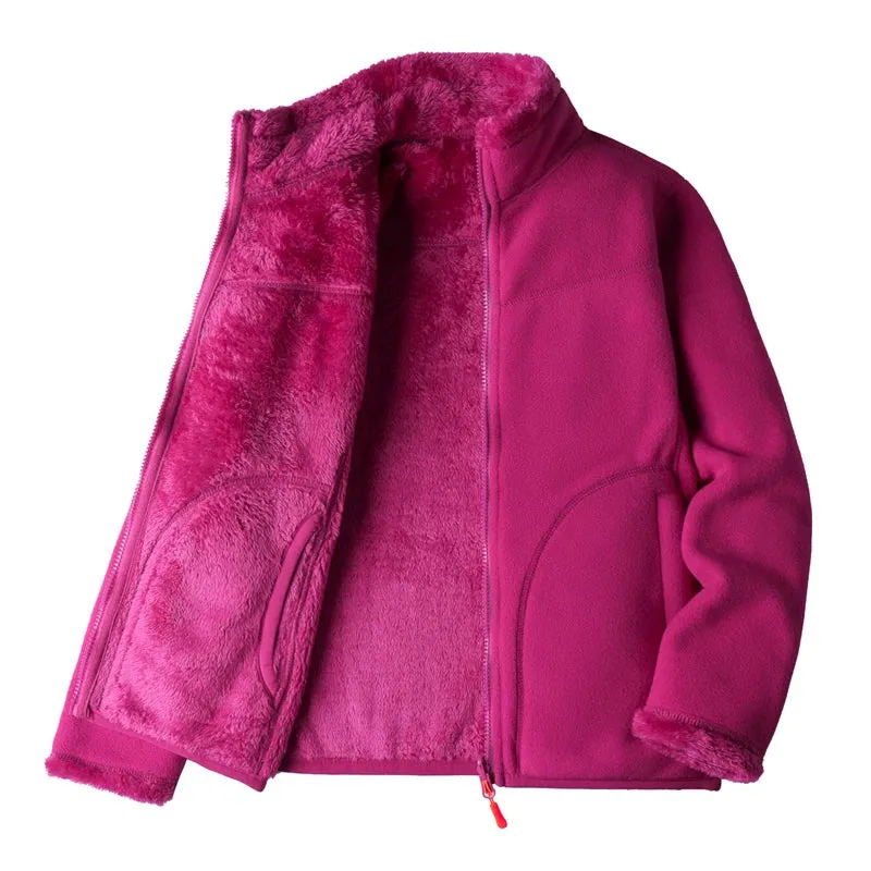 Trendy Dual-Sided Plush Fleece Zip-Up Jacket for Winter