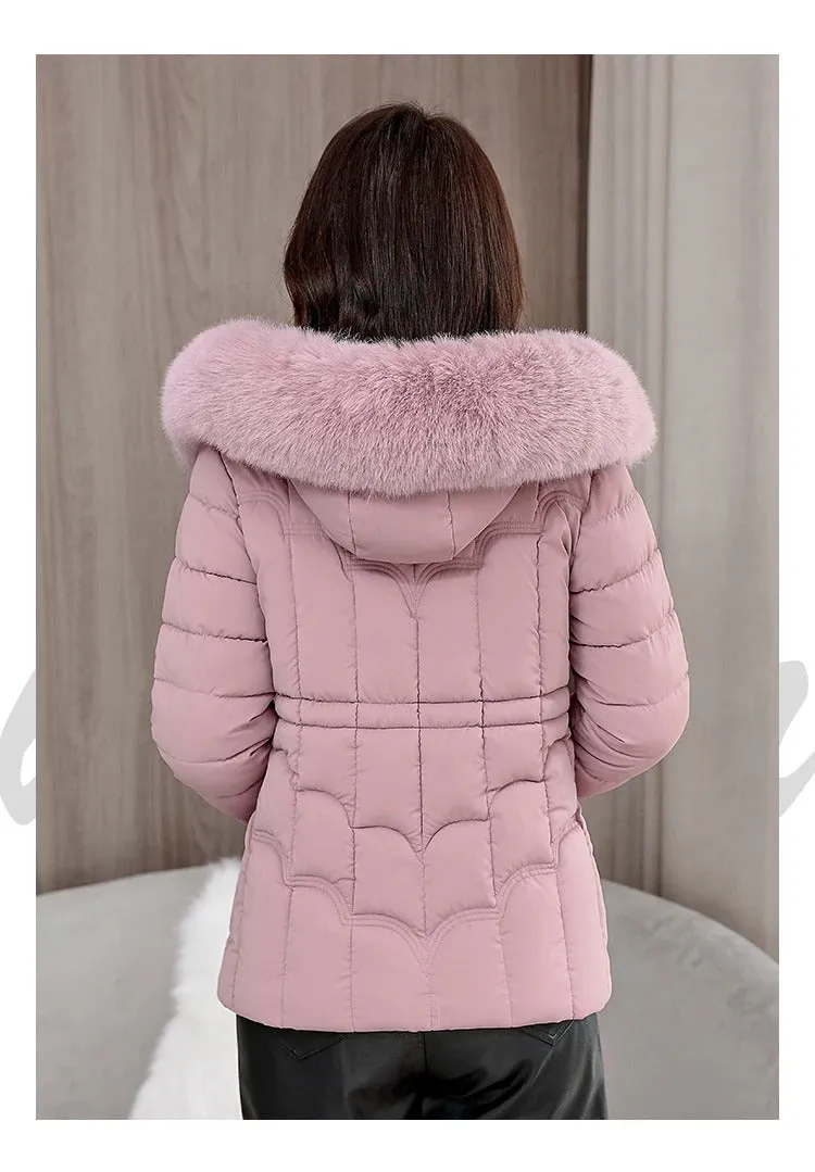 Winter 2024 New Down Jacket Women Parkas Fashion High-Quality Warm Cotton Padded Coat Ladies Short Overcoat Hooded Overwear Tops