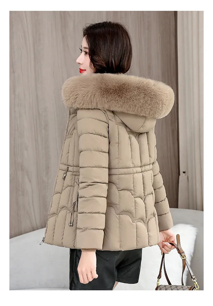 Winter 2024 New Down Jacket Women Parkas Fashion High-Quality Warm Cotton Padded Coat Ladies Short Overcoat Hooded Overwear Tops