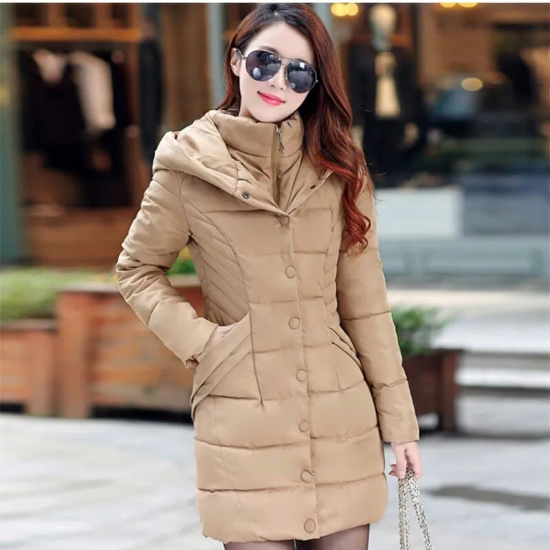 Winter Down Jacket Women Thick Cotton Parka Ladies Slim Warm Jacket NEW  Fashion Large Size Female Hooded Coats MF002