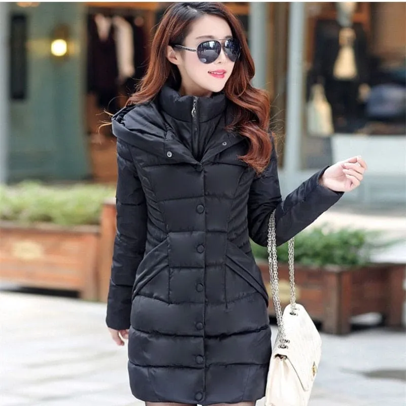 Winter Down Jacket Women Thick Cotton Parka Ladies Slim Warm Jacket NEW  Fashion Large Size Female Hooded Coats MF002