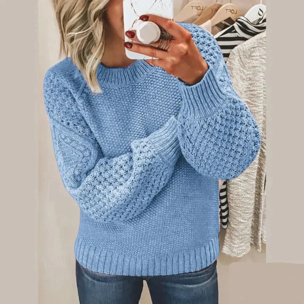 Women's Elegant Solid Colour Soft Knitted Jumper | Ideal for Autumn/Winter