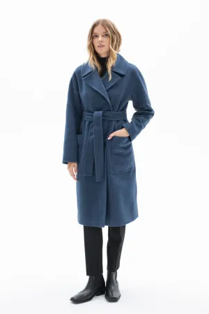 WOOL BLUE COAT WITH PATCH POCKETS